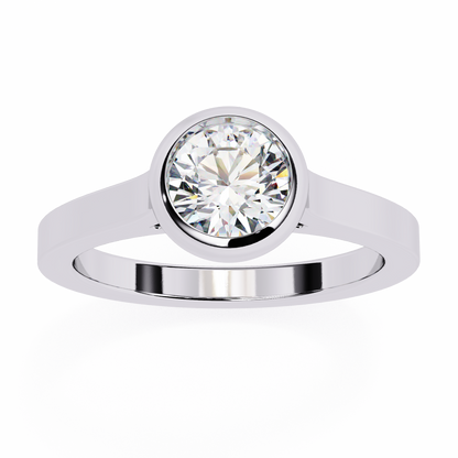 1.0 Ct Round Cut E-VS1 Lab Grown Diamond Bezel Engagement Ring