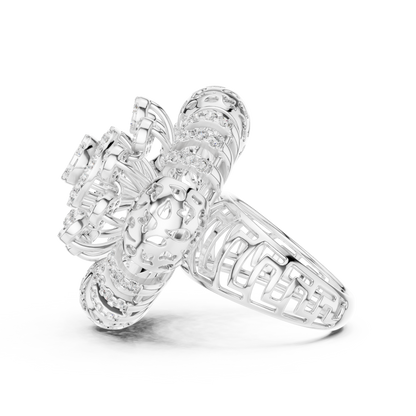 Yellow Gold Round Lab Grown Diamond Floral Medallion Ring