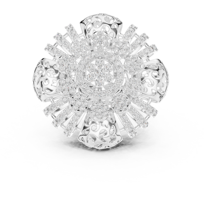 Yellow Gold Round Lab Grown Diamond Floral Medallion Ring
