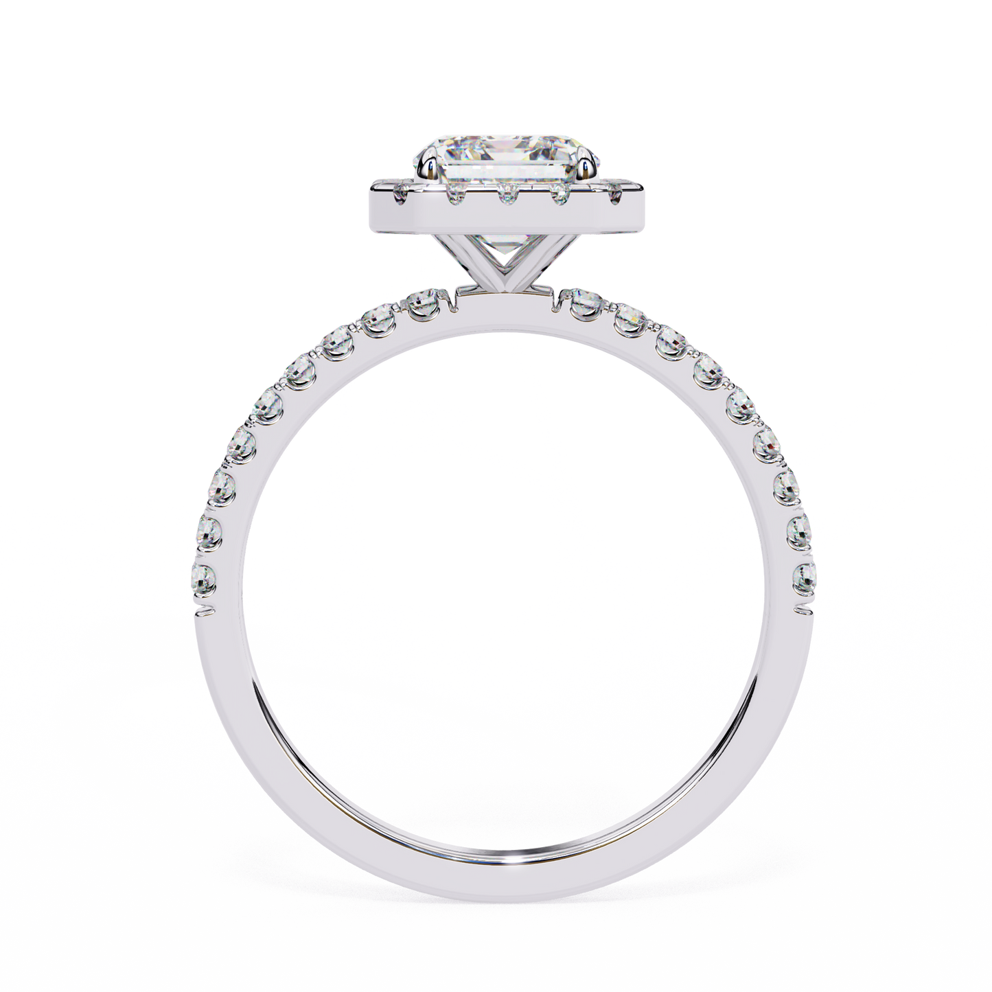 3.18 Ct Radiant Cut Lab Grown Diamond Halo Engagement Ring