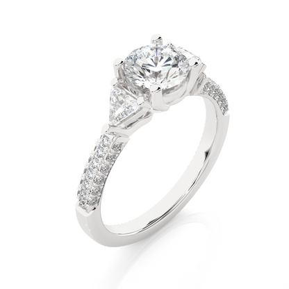 1.53 Ct Round Cut Lab Grown Diamond Three Stone Engagement Ring