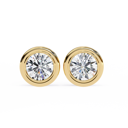 1.05 Ct Round Cut Lab Grown Diamond Bezel Stud Earring