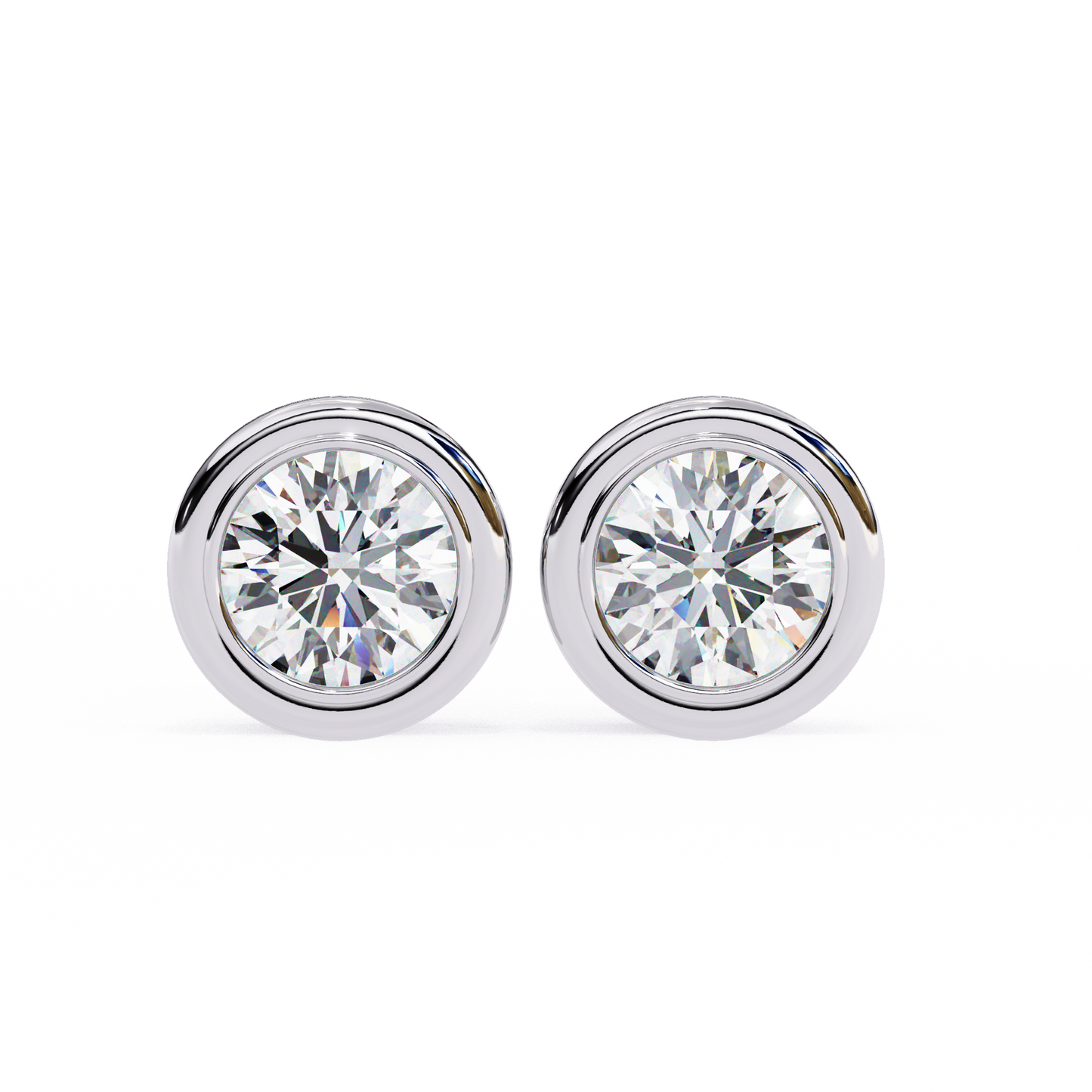 1.05 Ct Round Cut Lab Grown Diamond Bezel Stud Earring