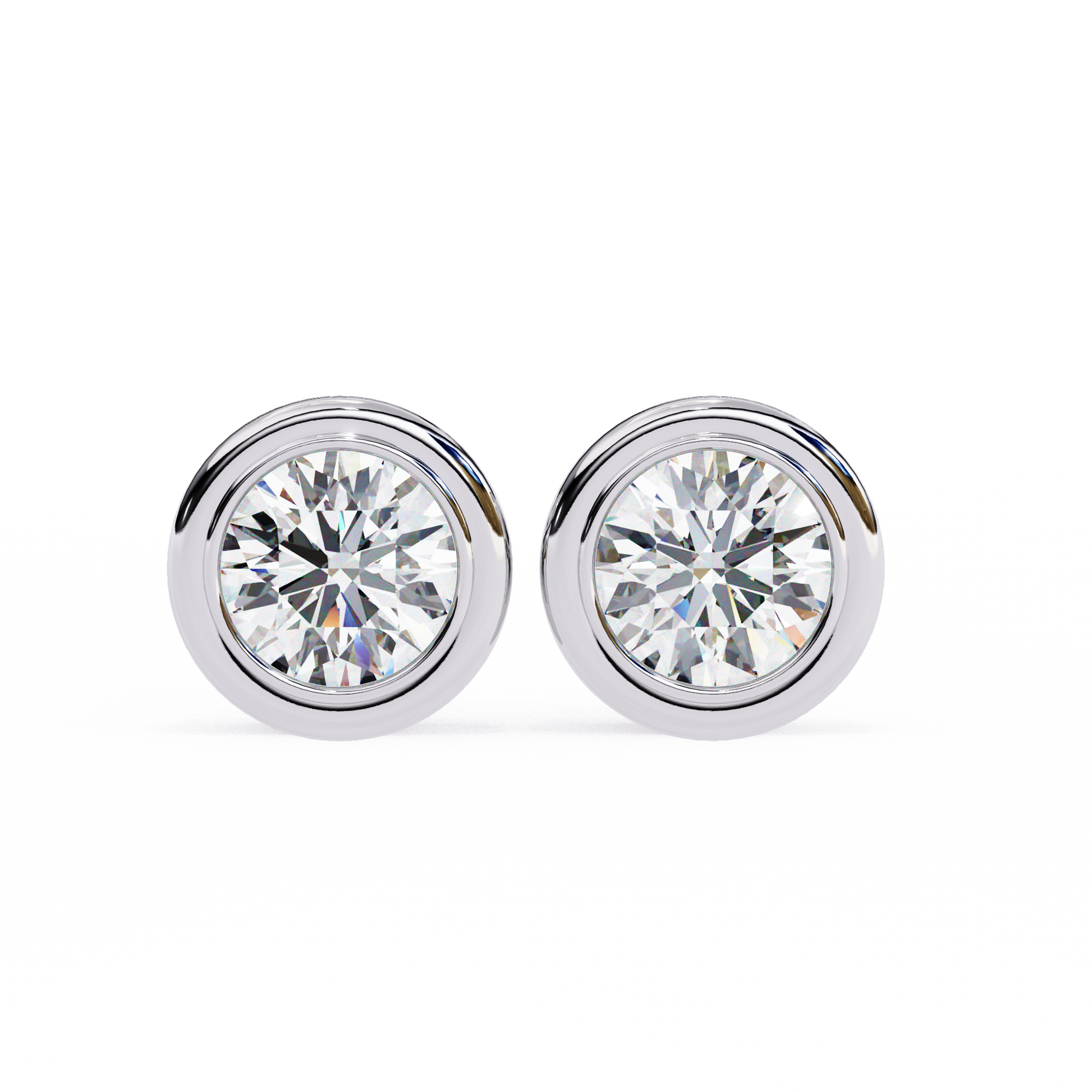 1.05 Ct Round Cut Lab Grown Diamond Bezel Stud Earring