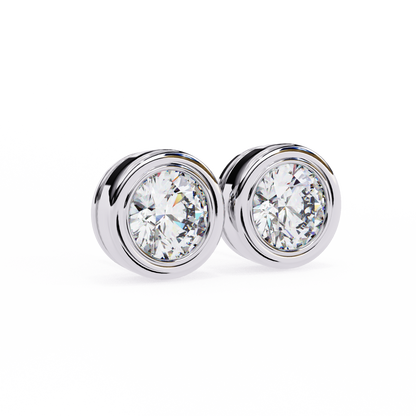 1.05 Ct Round Cut Lab Grown Diamond Bezel Stud Earring