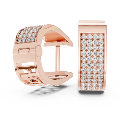 Lab Grown Diamond Pave Set Wide Hoop Earrings in Rose Gold