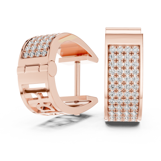 Lab Grown Diamond Pave Set Wide Hoop Earrings in Rose Gold
