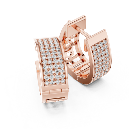 Lab Grown Diamond Pave Set Wide Hoop Earrings in Rose Gold