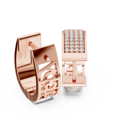 Lab Grown Diamond Pave Set Wide Hoop Earrings in Rose Gold