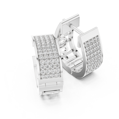 Lab Grown Diamond Pave Set Wide Hoop Earrings in Rose Gold