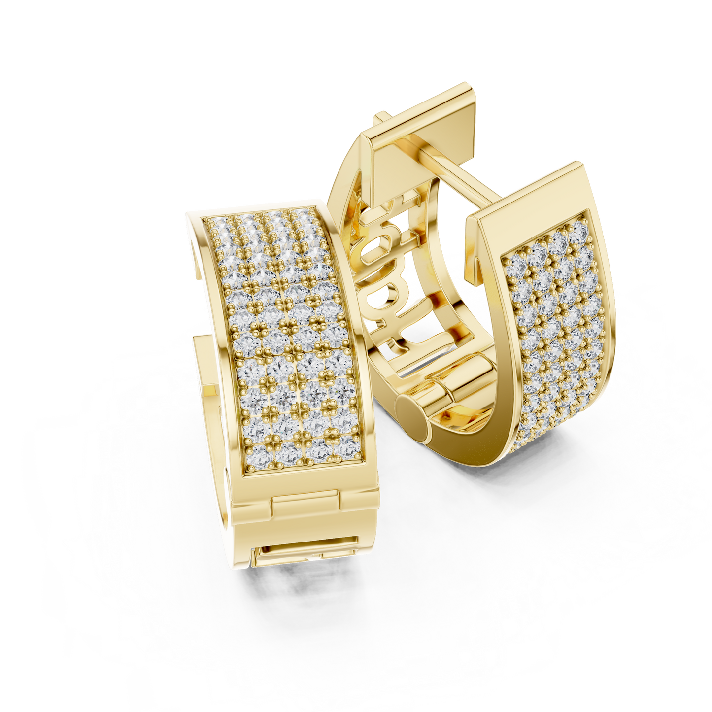 Lab Grown Diamond Pave Set Wide Hoop Earrings in Rose Gold