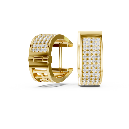 Lab Grown Diamond Pave Set Wide Hoop Earrings in Rose Gold