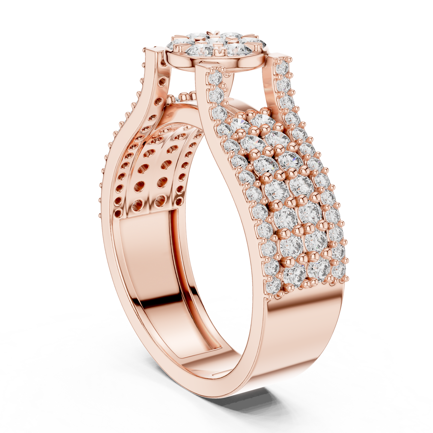Round Cluster Lab Grown Diamond Ring in 14k Yellow Gold