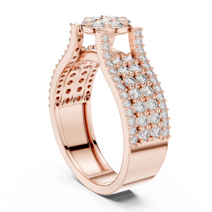Round Cluster Lab Grown Diamond Ring in 14k Yellow Gold