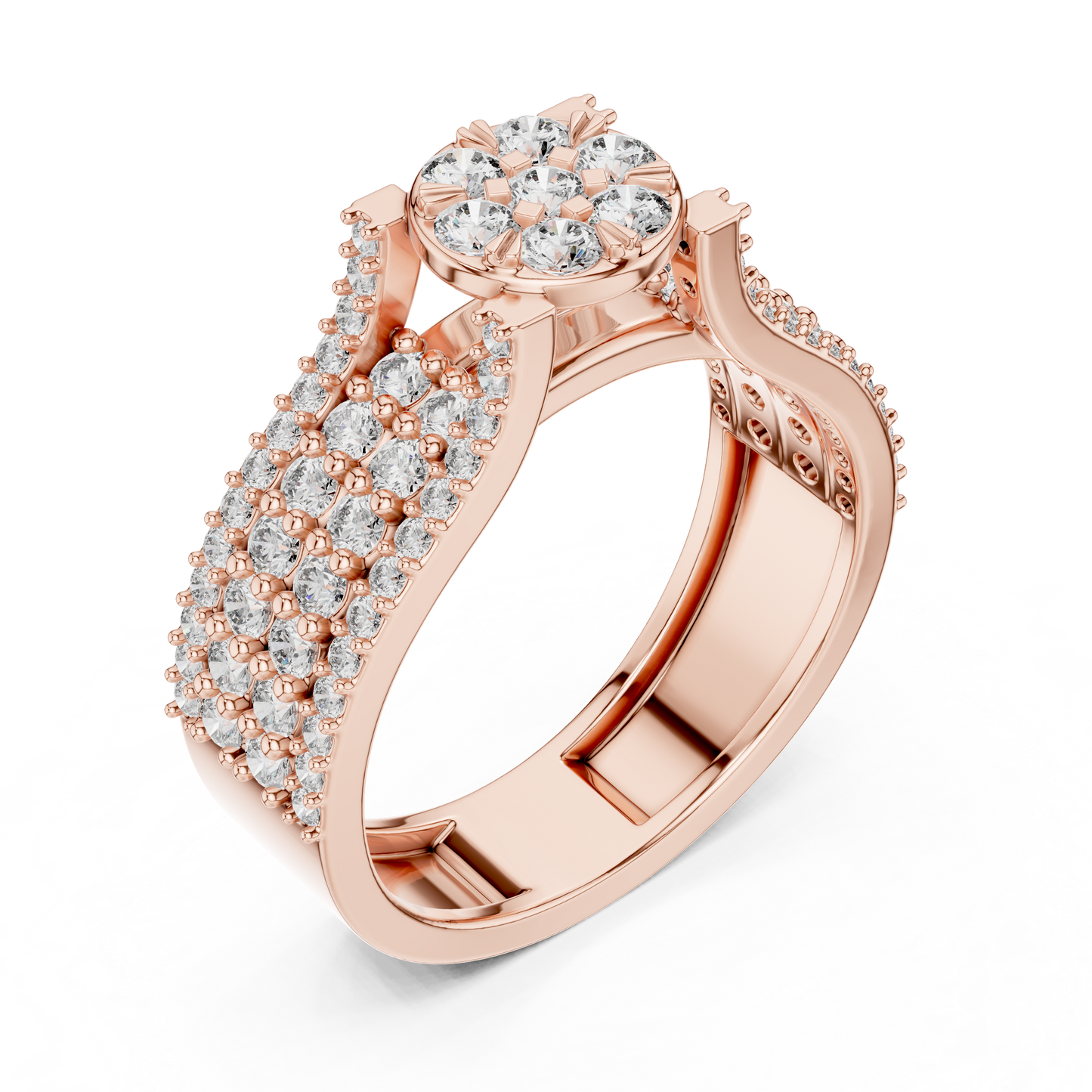Round Cluster Lab Grown Diamond Ring in 14k Yellow Gold