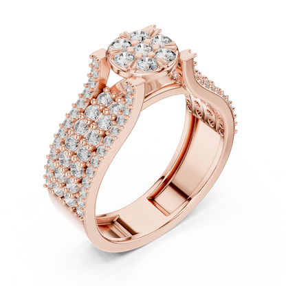 Round Cluster Lab Grown Diamond Ring in 14k Yellow Gold