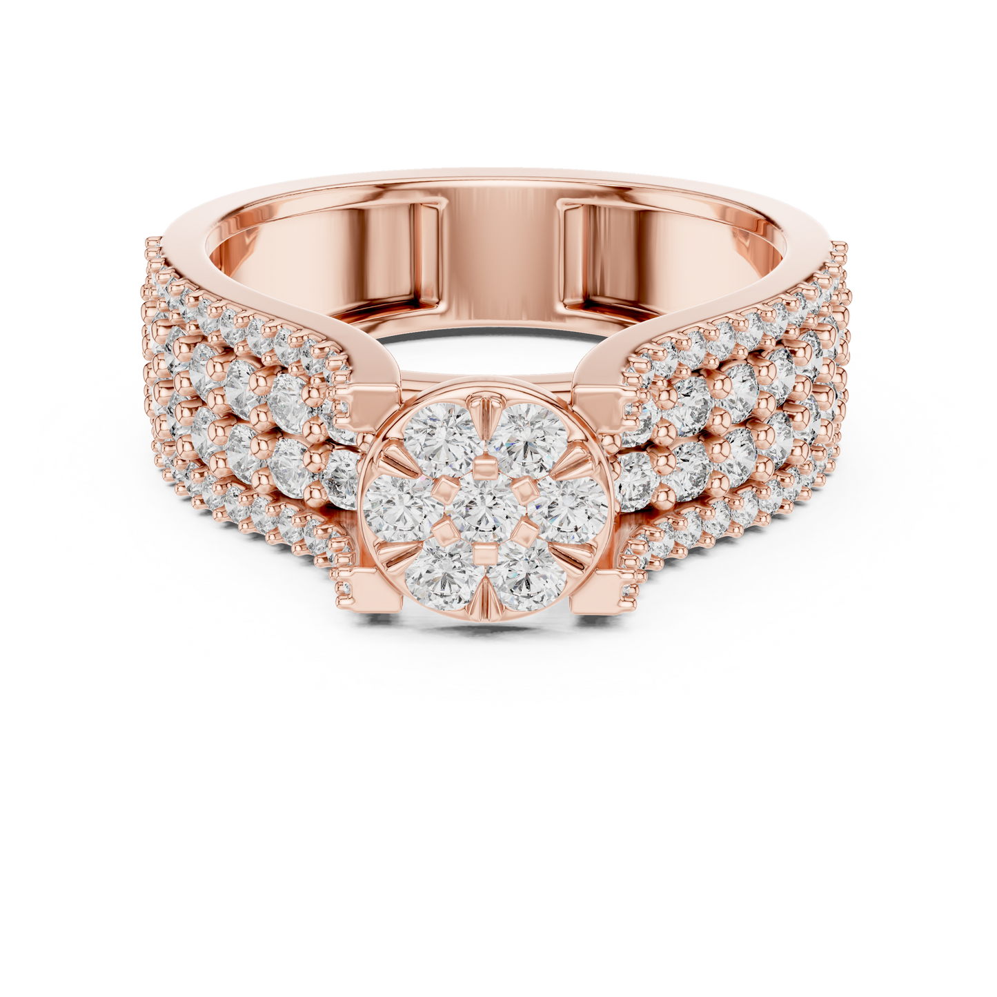 Round Cluster Lab Grown Diamond Ring in 14k Yellow Gold