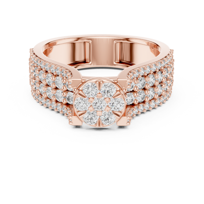 Round Cluster Lab Grown Diamond Ring in 14k Yellow Gold