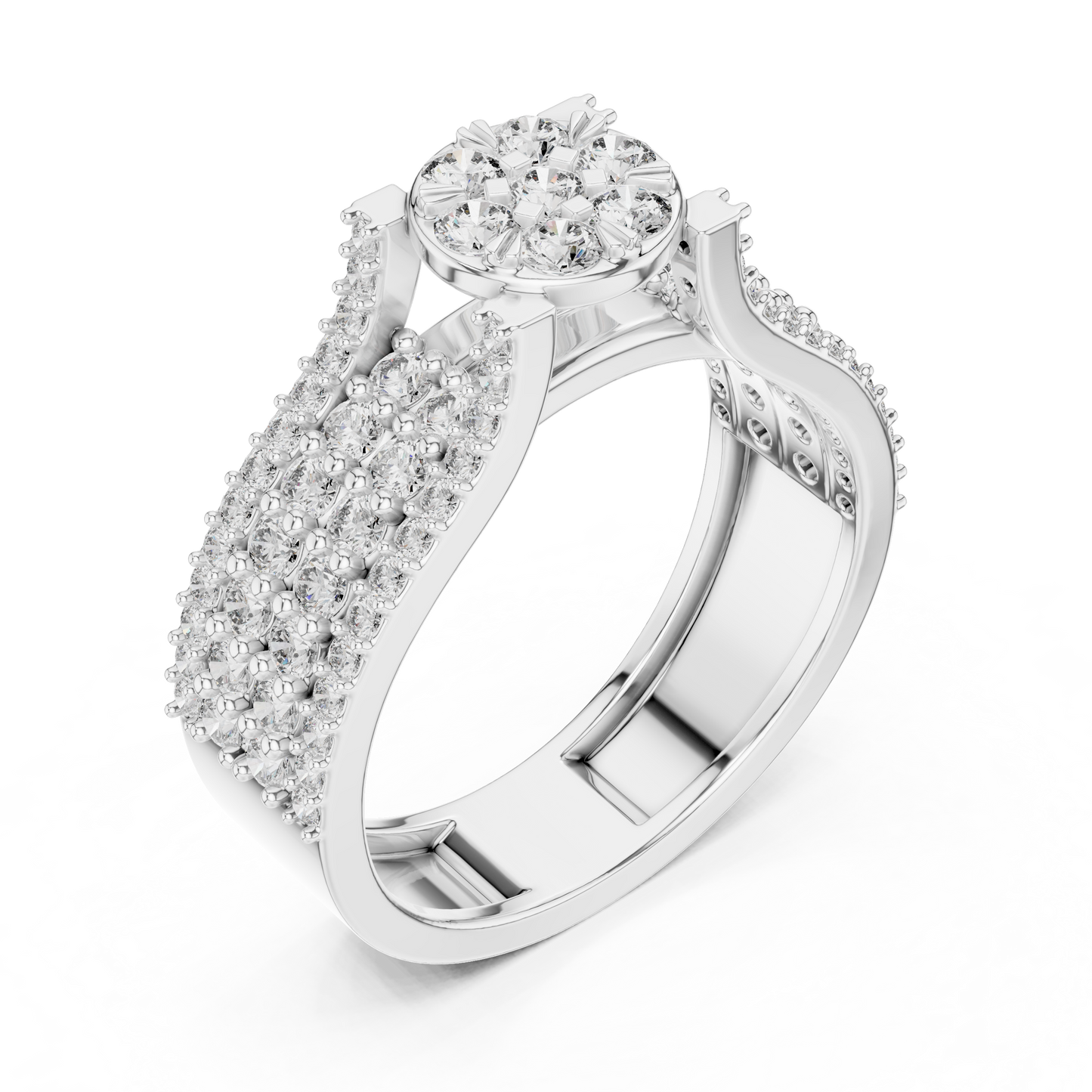 Round Cluster Lab Grown Diamond Ring in 14k Yellow Gold