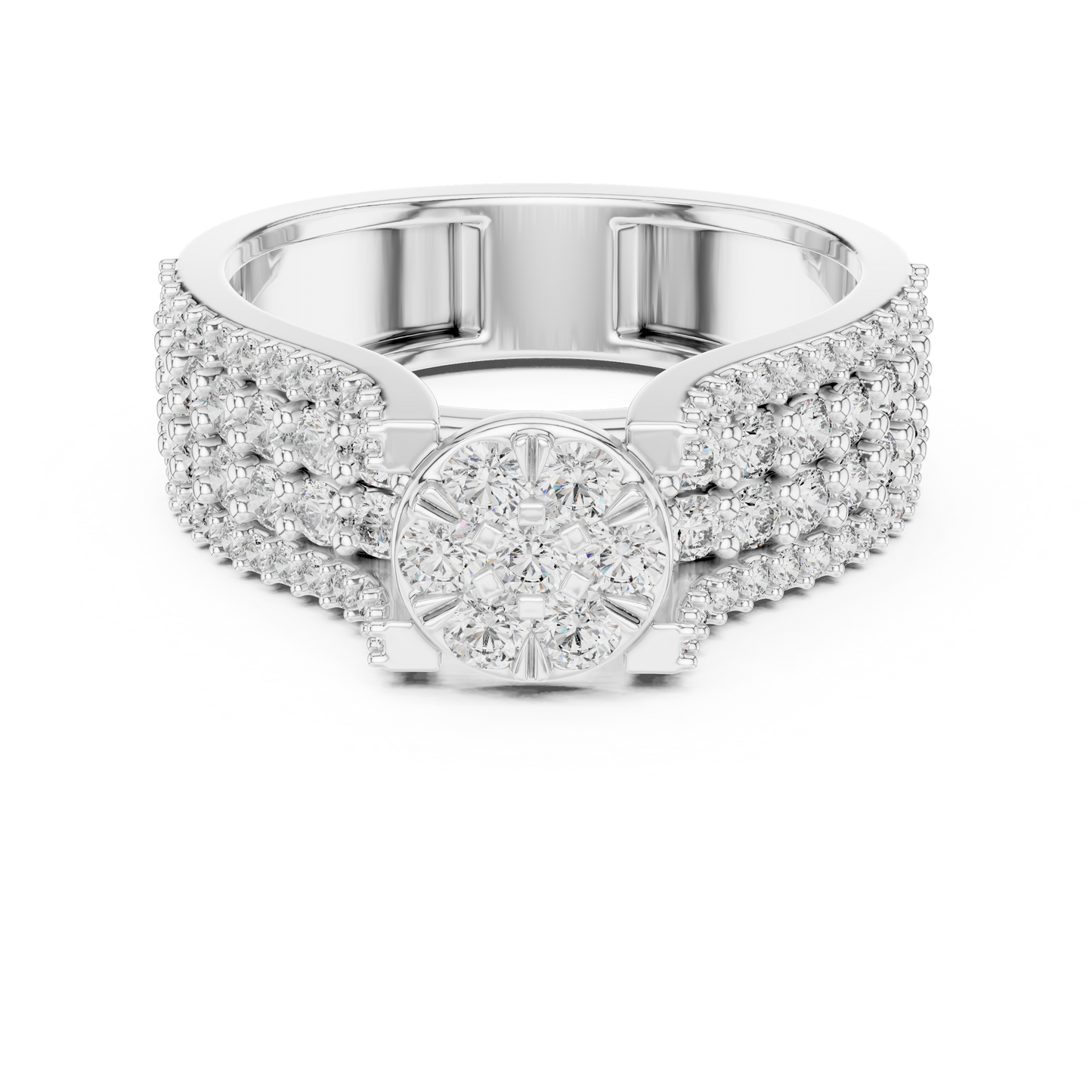 Round Cluster Lab Grown Diamond Ring in 14k Yellow Gold