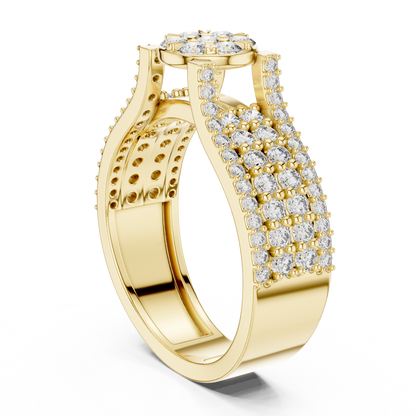 Round Cluster Lab Grown Diamond Ring in 14k Yellow Gold