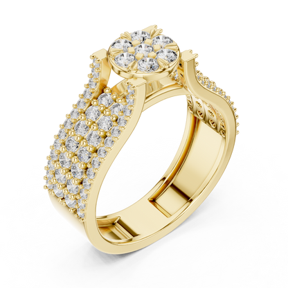 Round Cluster Lab Grown Diamond Ring in 14k Yellow Gold