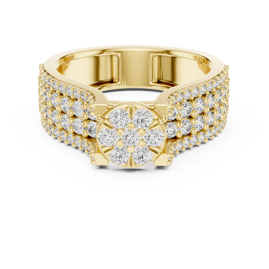 Round Cluster Lab Grown Diamond Ring in 14k Yellow Gold