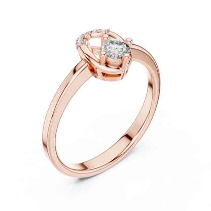 Modern Horseshoe Round Lab Grown Diamond Ring