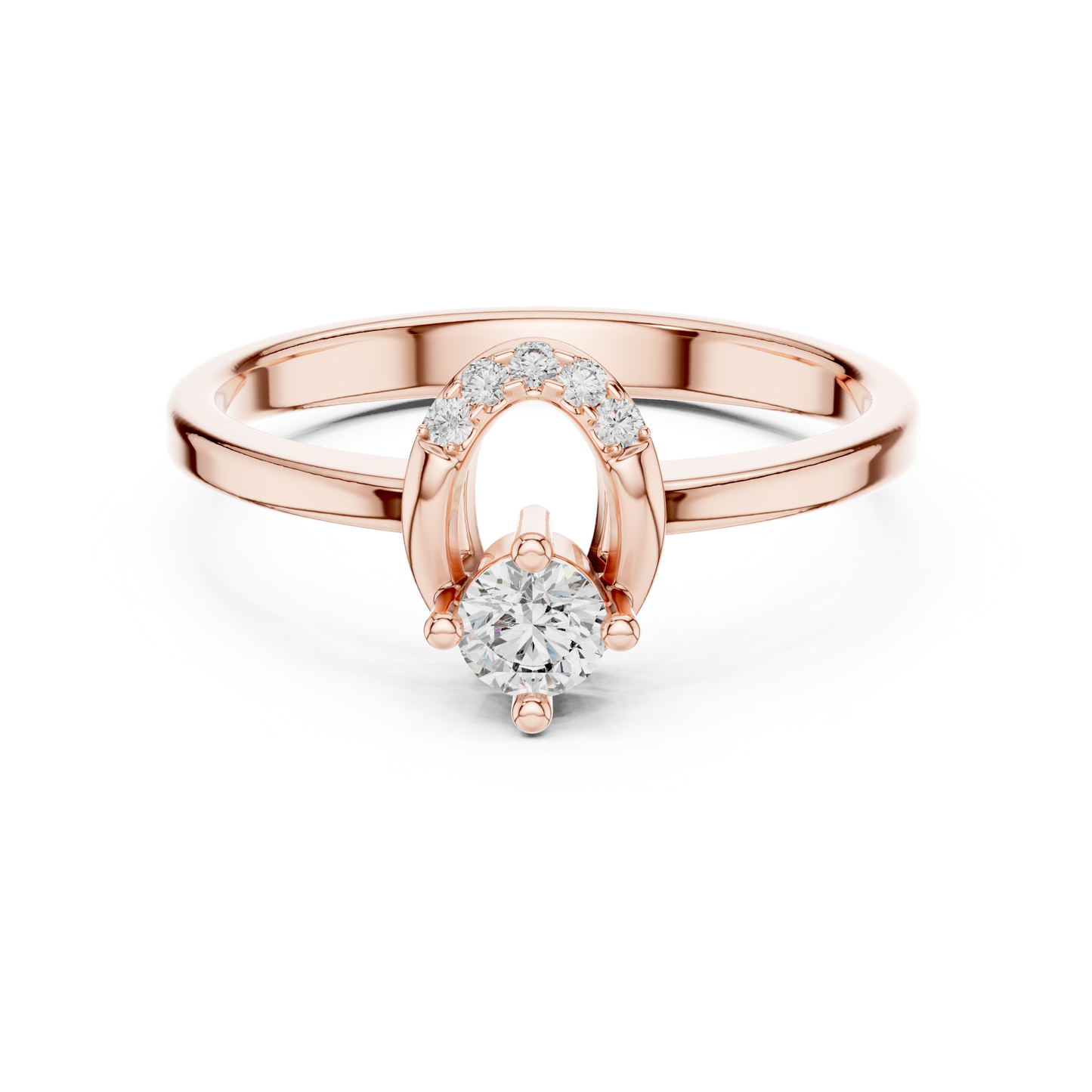 Modern Horseshoe Round Lab Grown Diamond Ring