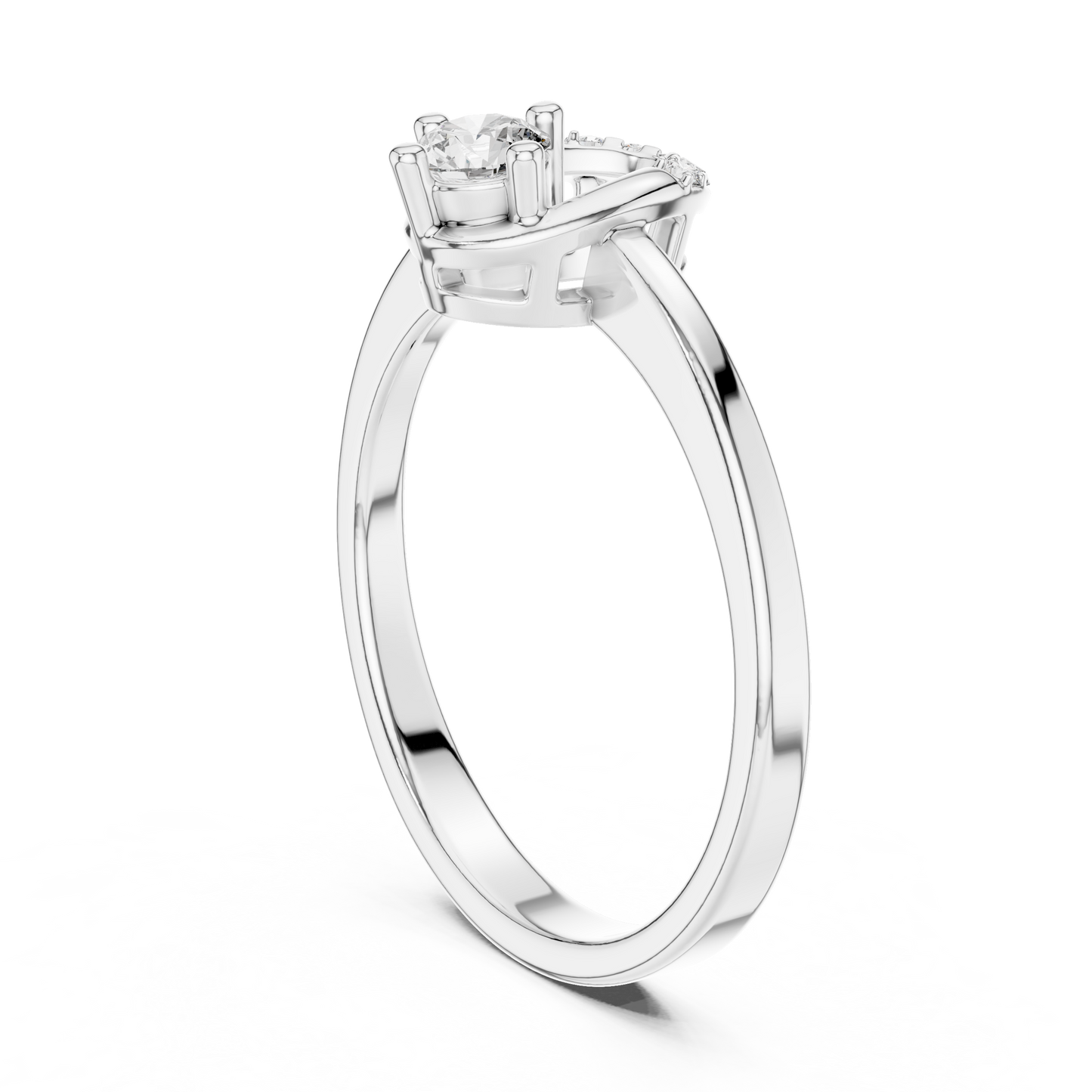 Modern Horseshoe Round Lab Grown Diamond Ring