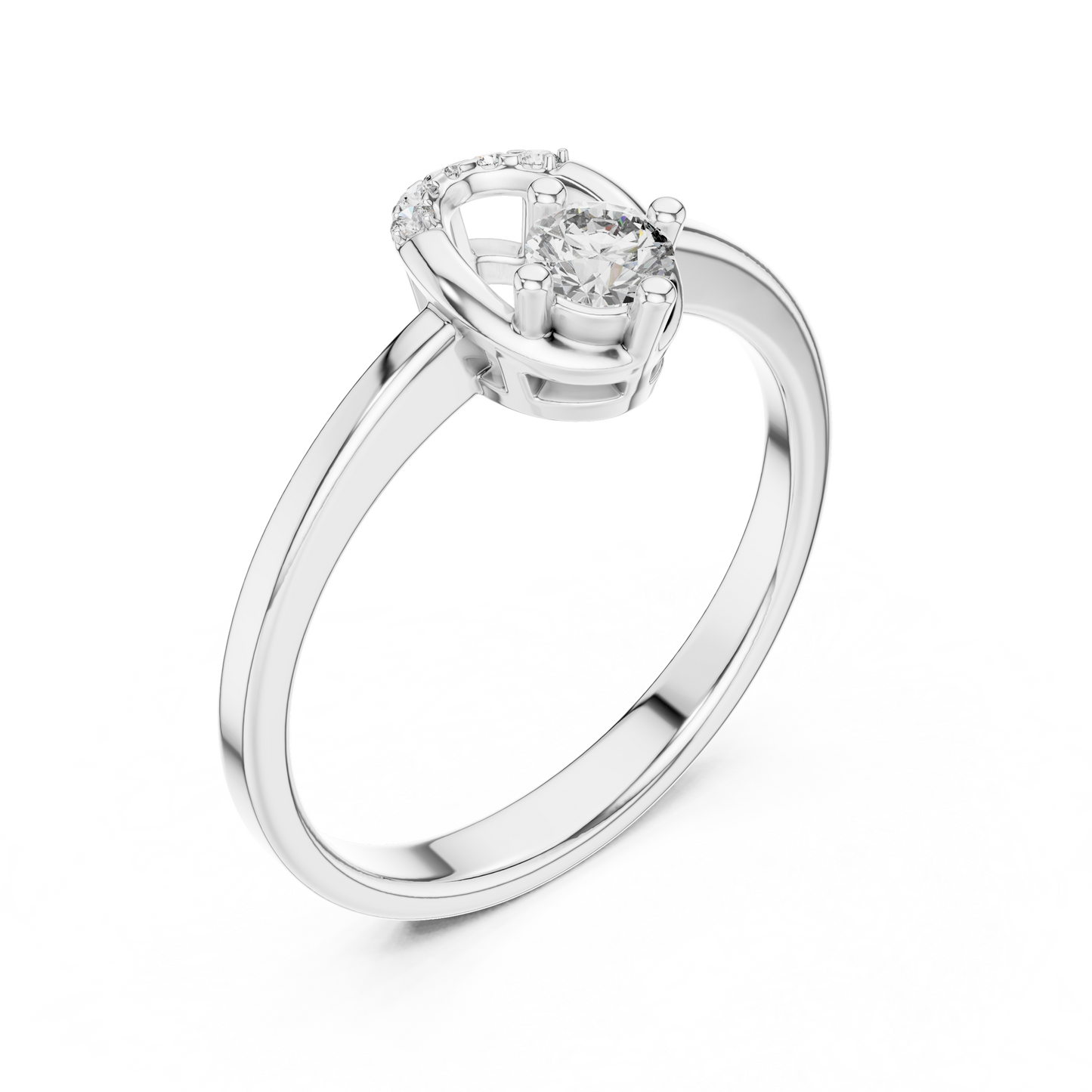 Modern Horseshoe Round Lab Grown Diamond Ring