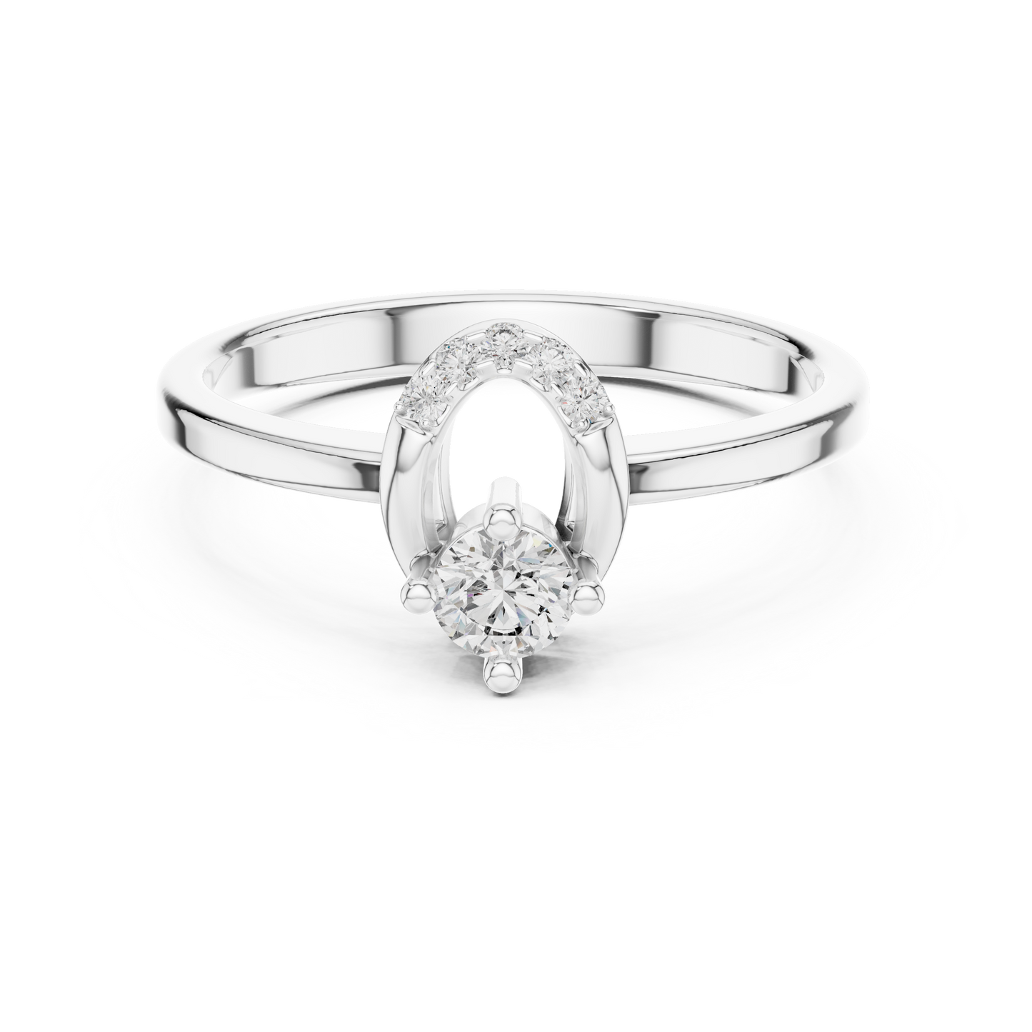Modern Horseshoe Round Lab Grown Diamond Ring