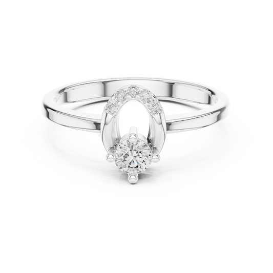 Modern Horseshoe Round Lab Grown Diamond Ring
