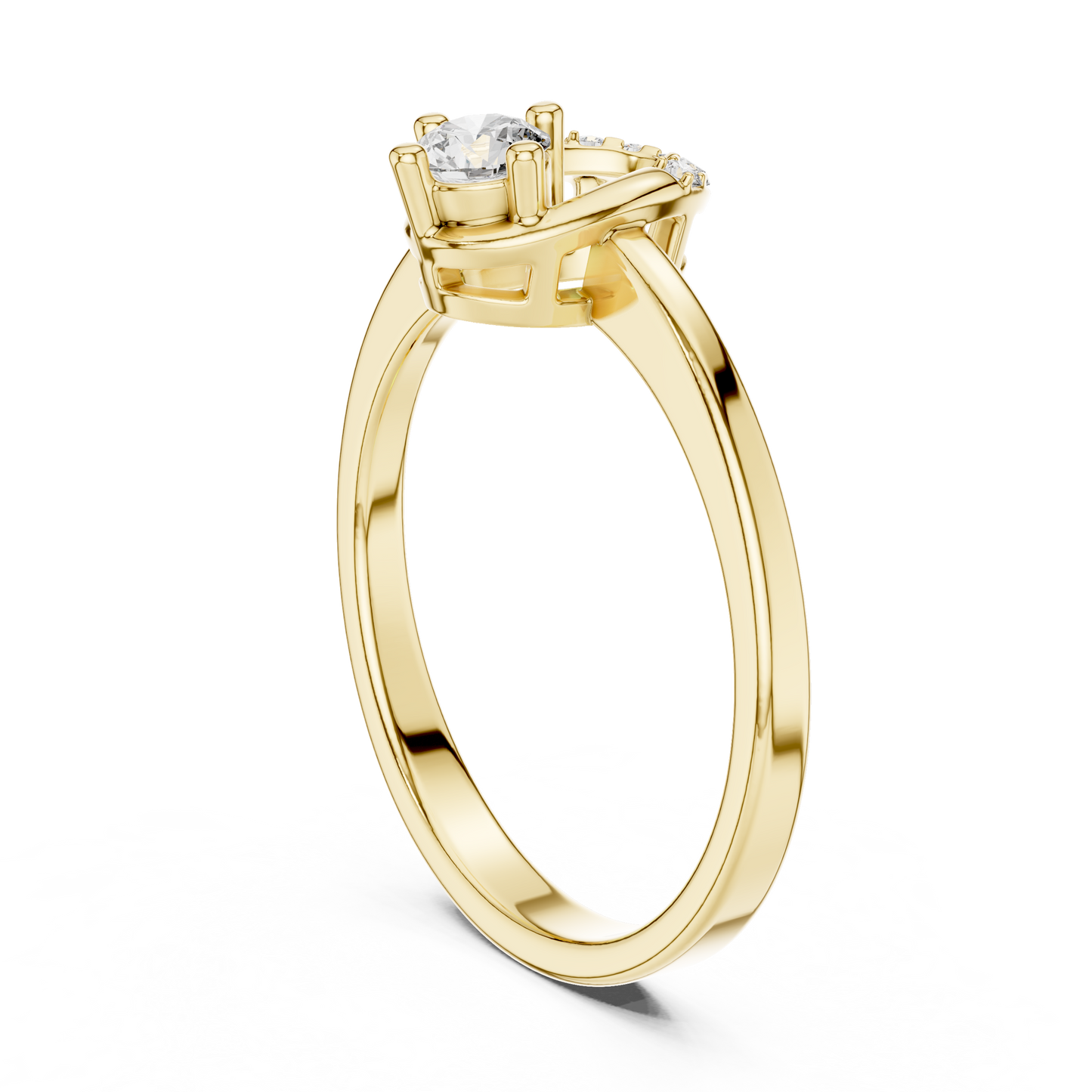 Modern Horseshoe Round Lab Grown Diamond Ring