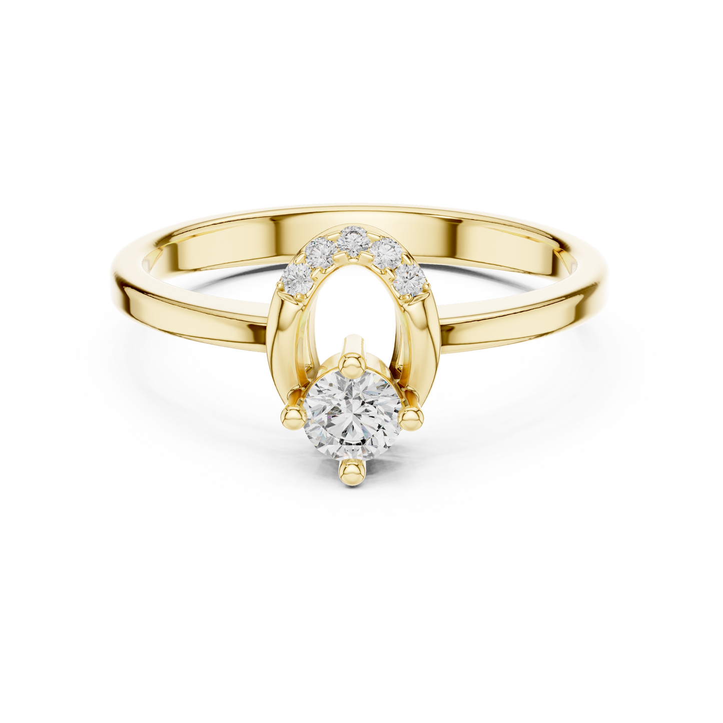 Modern Horseshoe Round Lab Grown Diamond Ring