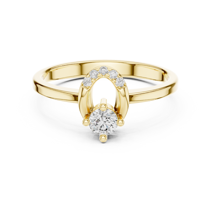 Modern Horseshoe Round Lab Grown Diamond Ring