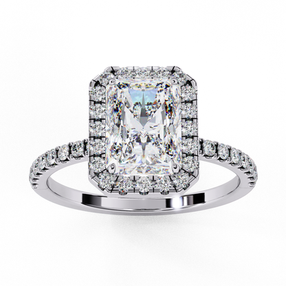 3.18 Ct Radiant Cut Lab Grown Diamond Halo Engagement Ring