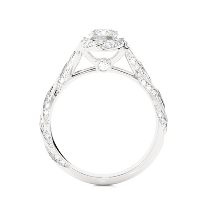 1.03 Ct Round Cut E-VS2 Lab Grown Diamond Halo Engagement Ring