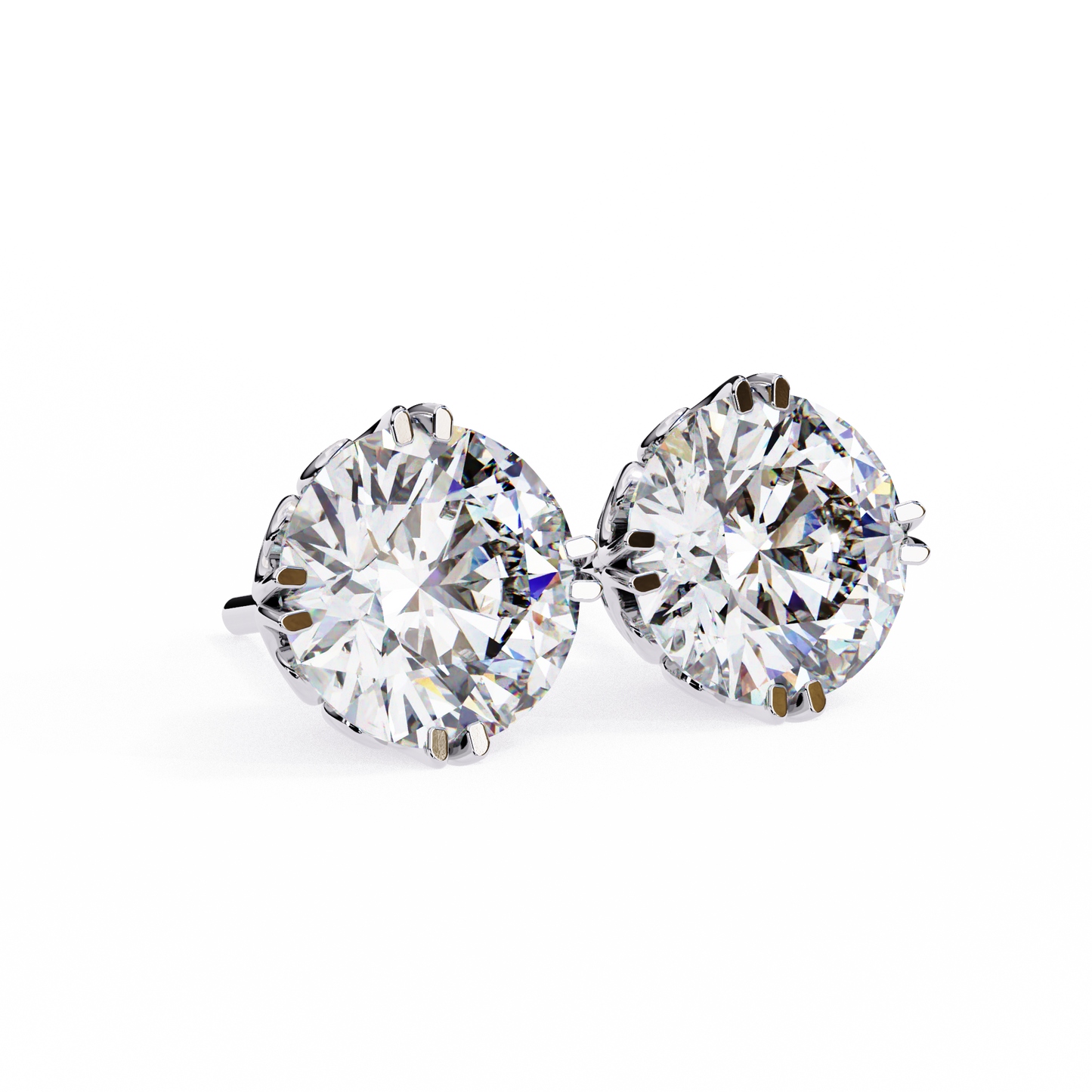 1.5 Ct Round Cut Lab Grown Diamond Double Prong Stud Earring