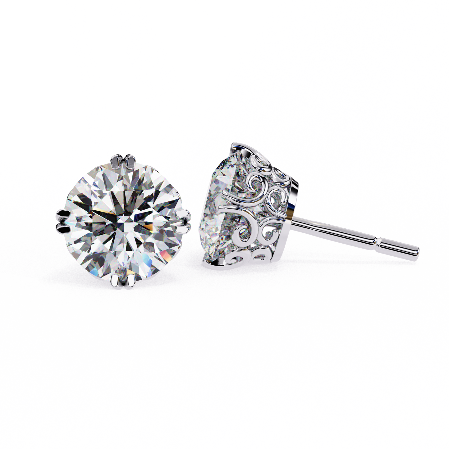 1.5 Ct Round Cut Lab Grown Diamond Double Prong Stud Earring