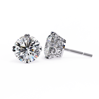 1.5 Ct Round Cut Lab Grown Diamond Double Prong Stud Earring