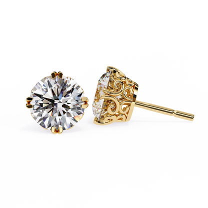 1.5 Ct Round Cut Lab Grown Diamond Double Prong Stud Earring