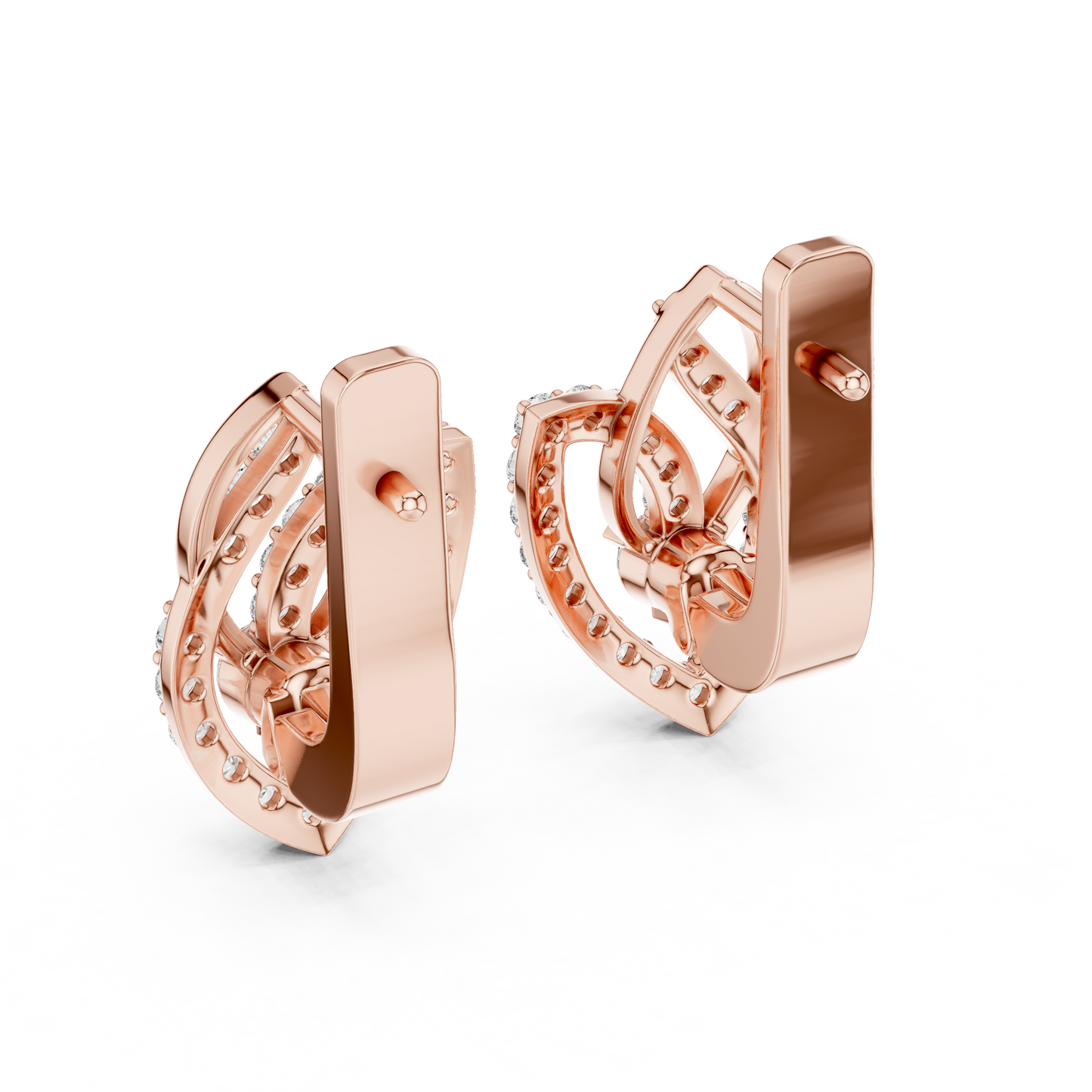 Unique Floral Leverback Lab Grown Diamond Earrings in Yellow Gold