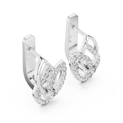 Unique Floral Leverback Lab Grown Diamond Earrings in Yellow Gold