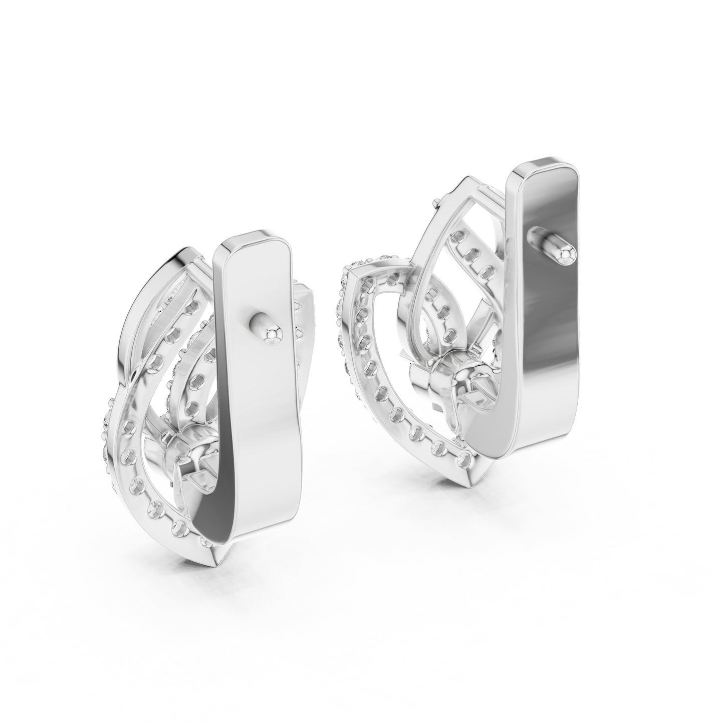 Unique Floral Leverback Lab Grown Diamond Earrings in Yellow Gold