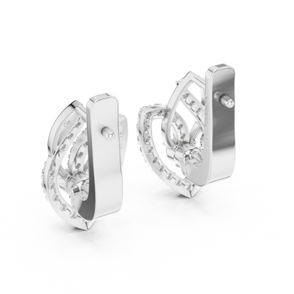 Unique Floral Leverback Lab Grown Diamond Earrings in Yellow Gold