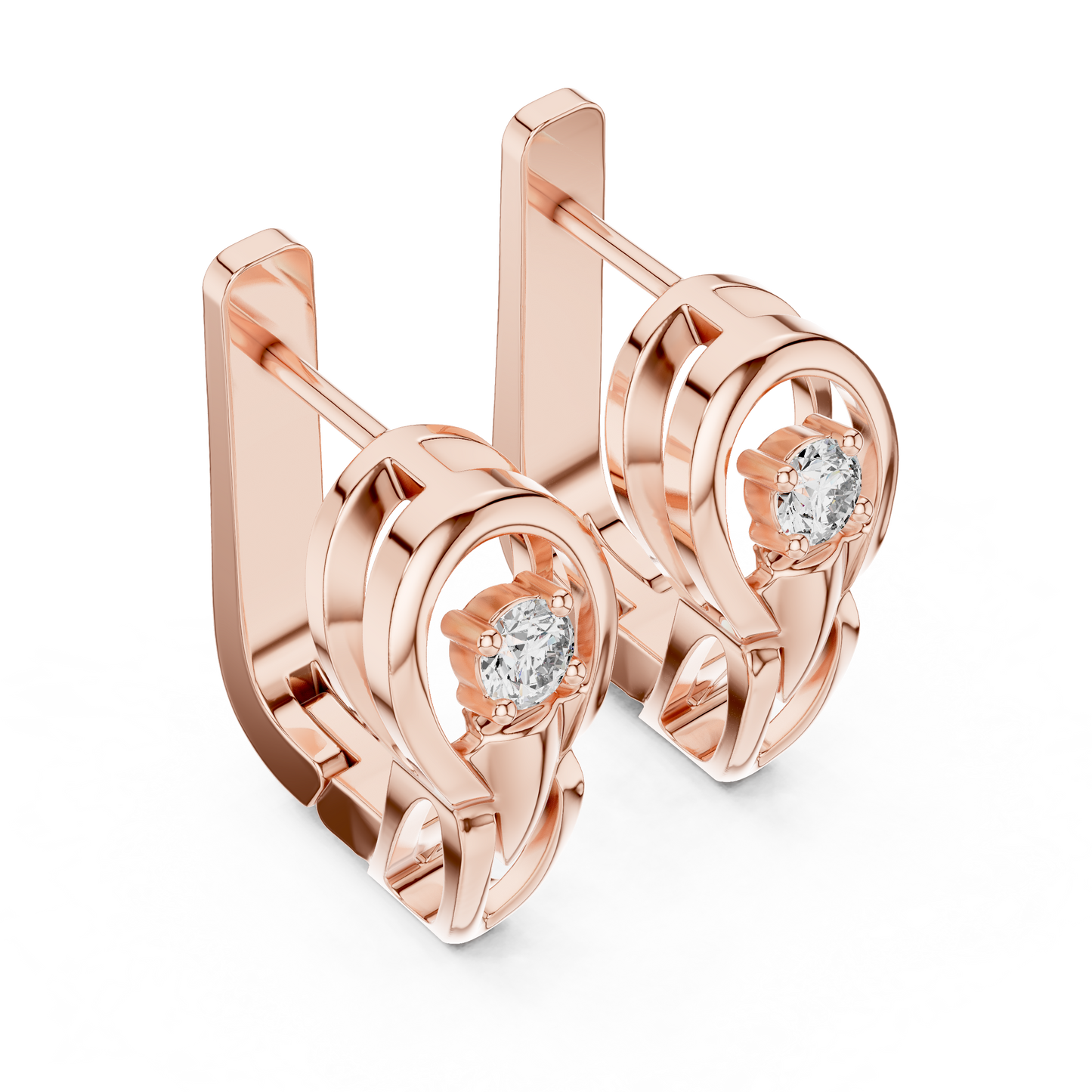 Unique Round Lab Grown Diamond Leverback Huggie Earrings