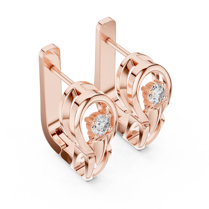 Unique Round Lab Grown Diamond Leverback Huggie Earrings