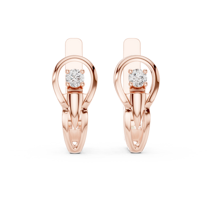 Unique Round Lab Grown Diamond Leverback Huggie Earrings