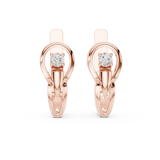 Unique Round Lab Grown Diamond Leverback Huggie Earrings